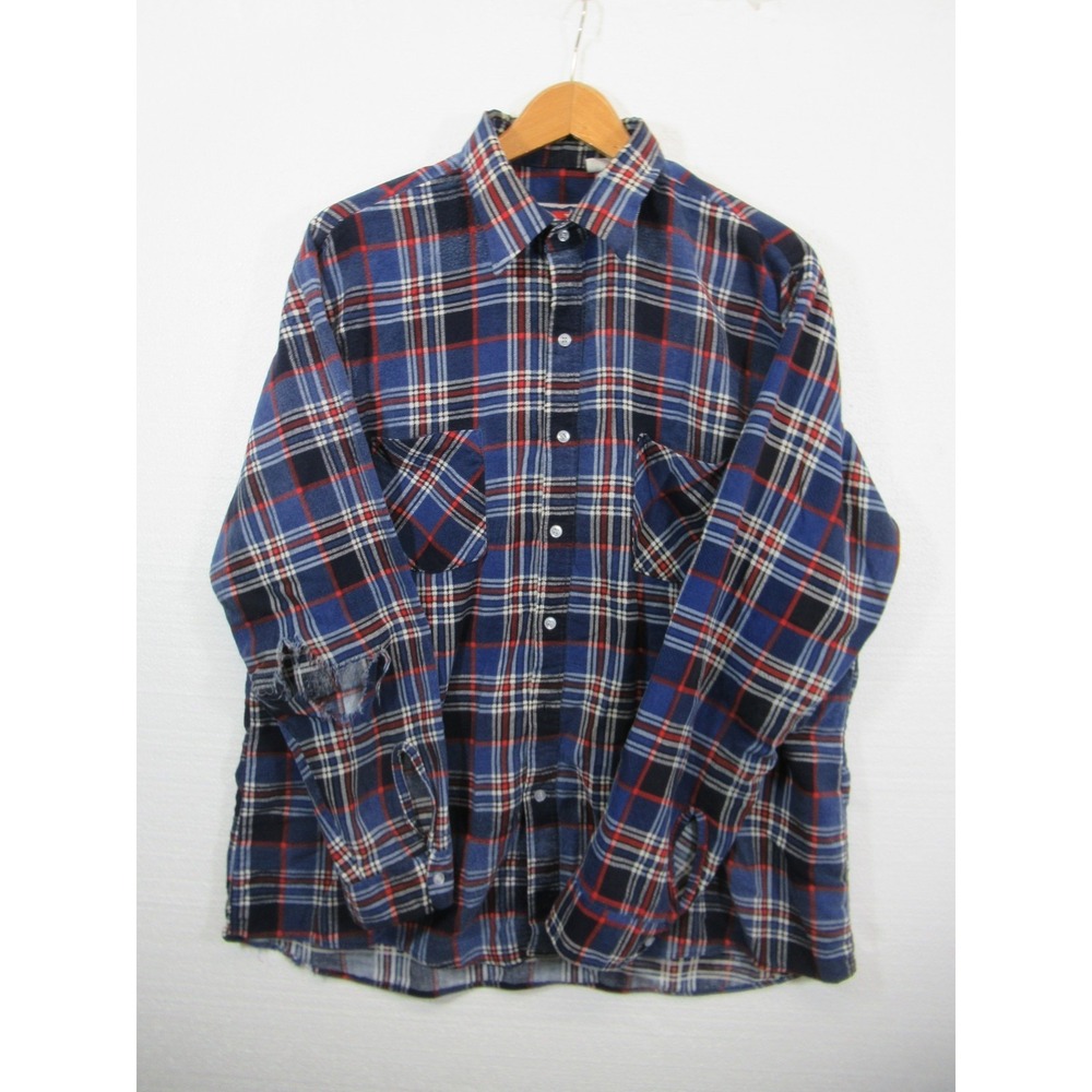 Vintage 90s American Edition Flannel Shirt Men XL Destroyed Thrashed Distressed